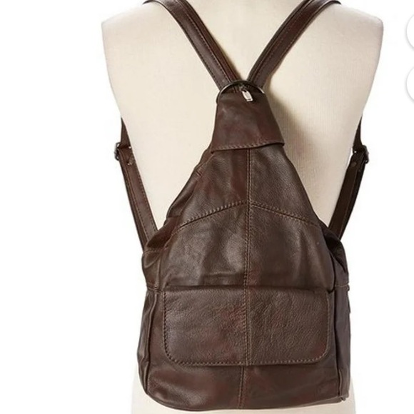 Handbags - 100% Leather Sling BOHO Travel/Every Day Backpack Brown